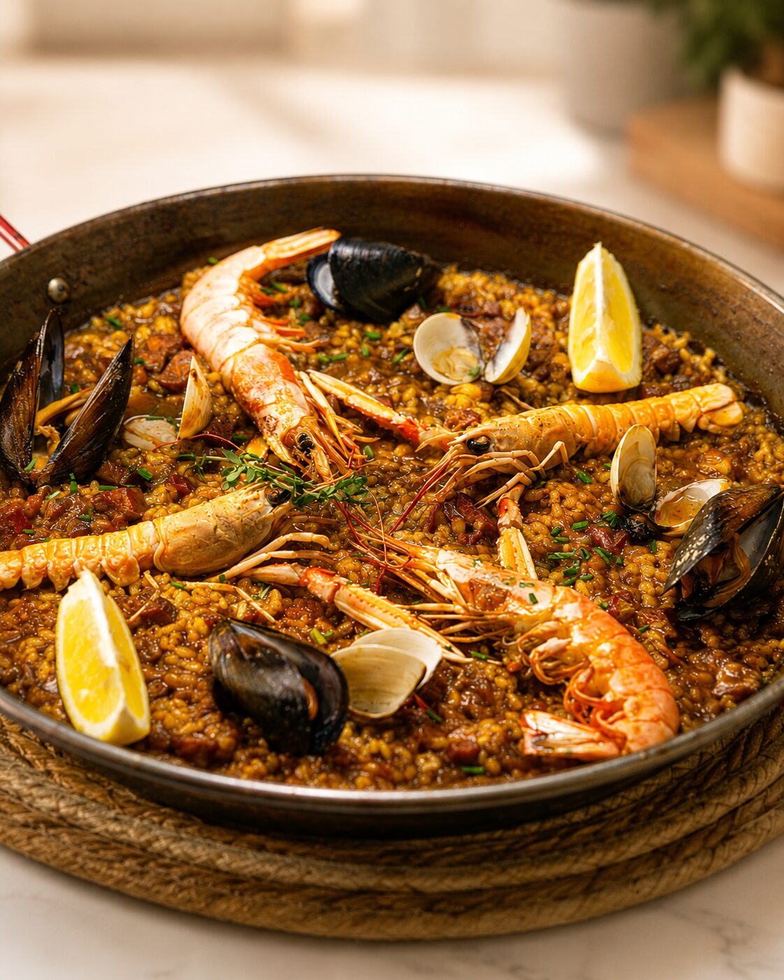 Arroz marinero con gambas y mejillones